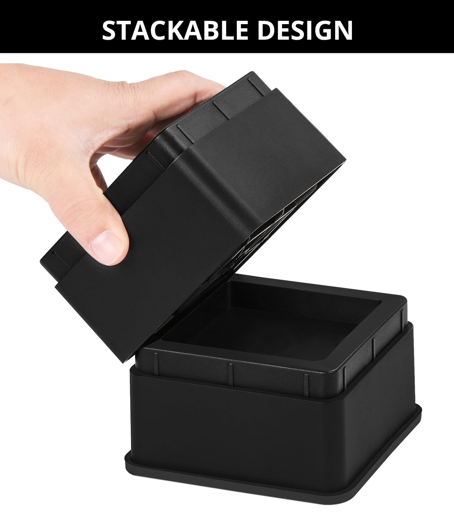 Utopia Bedding Bed Risers 2 Inch - Pack of 8 - Adjustable Furniture Risers 2 & 4 inch - Anti Slip Foam & Rubber Pad - Stackable Bed Lifts Risers Heavy Duty for Sofa, Bed, Table, Couch & Chair (Black)