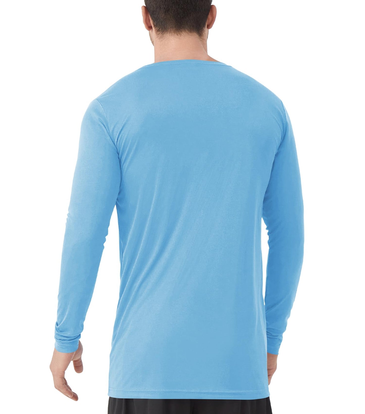Men's Tall Rash Guard Long Sleeve T Shirts - UPF 50+ Sun Protection Tee Shirt for Fishing, Swim, Hiking Light Blue