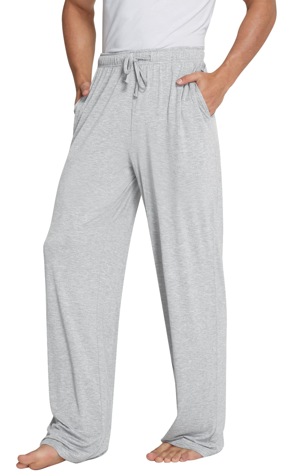 WiWi Bamboo Viscose Pajama Pants for Men Tall Sleep Bottoms Big Warm Long Pj Lightweight Lounge Sweatpants S-XXL, Ash Grey, XX-Large