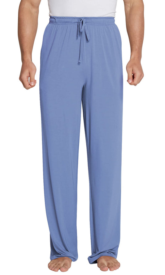 WiWi Bamboo Viscose Pajama Pants for Men Tall Sleep Bottoms Big Warm Long Pj Lightweight Lounge Sweatpants S-XXL, Fog Blue, Small