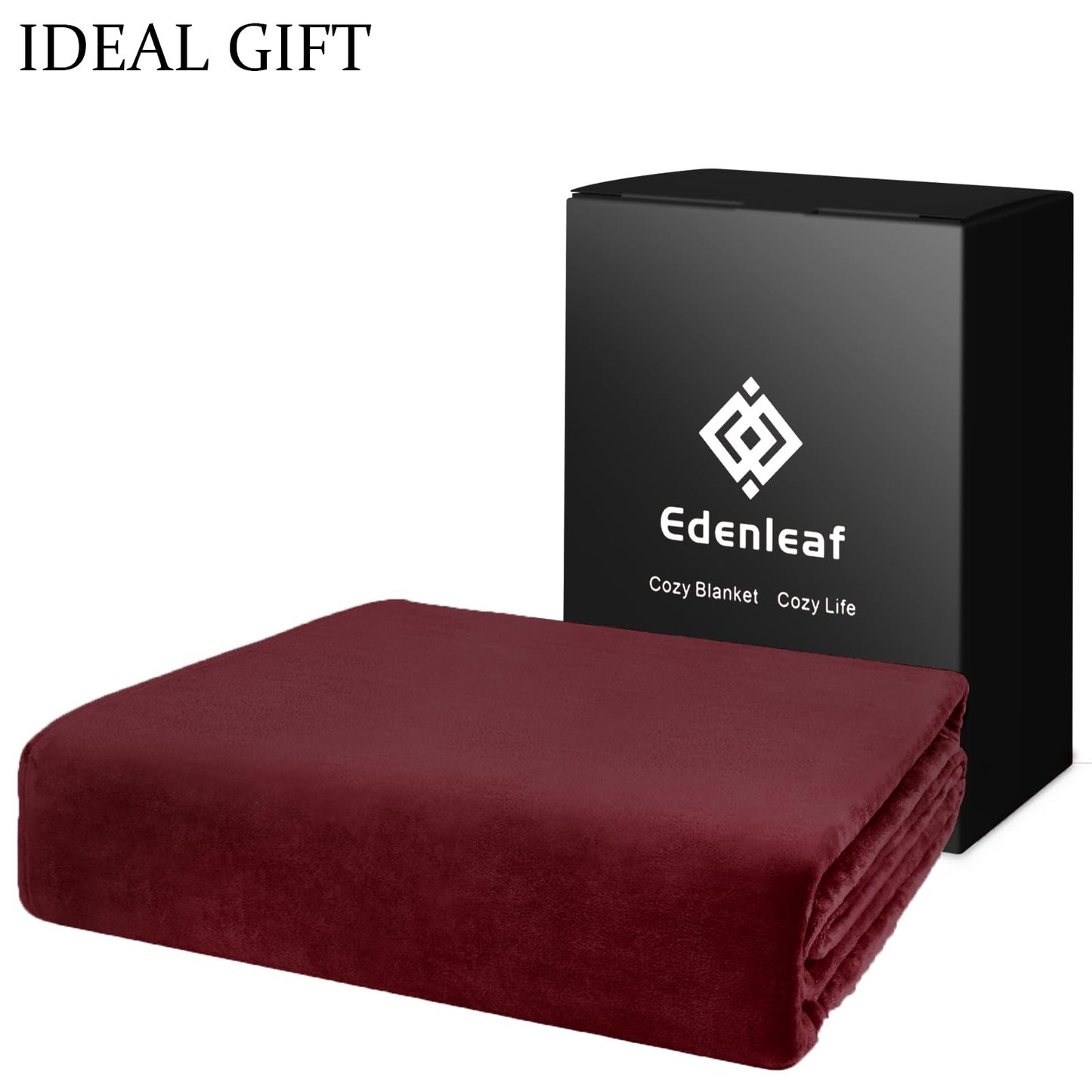 Edenleaf Big Oversized Extra Large Blanket, Huge Fleece 10'x10' Blanket, California King Warm Companion for Whole Family, Bed, Sofa, Couch, Travel, Camping 120x120 Wine