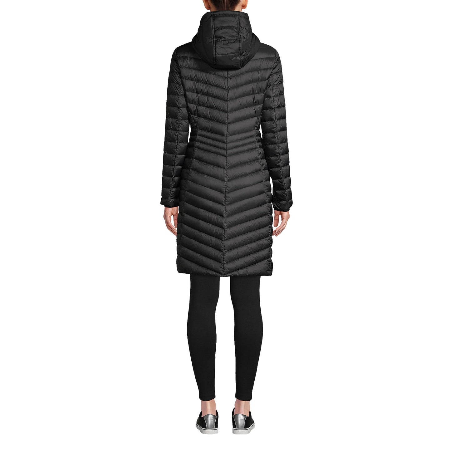 Lands' End Womens Packable Chevron Wanderweight Down Coat Black Tall Small