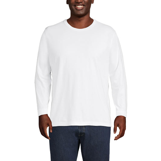 Lands' End Mens Long Sleeve Super-T Tee White Tall Medium