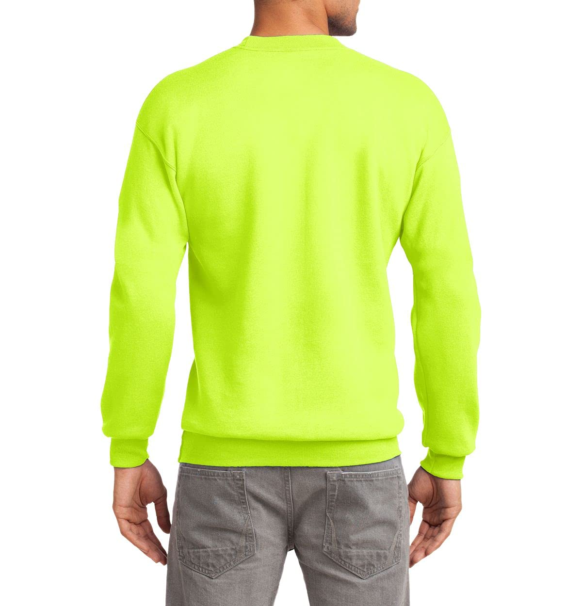 JustBlanks Fleece Sweatshirt for Men Tall Men’s Sweatshirt Crewneck Sweatshirt Relaxed-Fit Pullover Sweatshirt - Safety Green - 3XLT