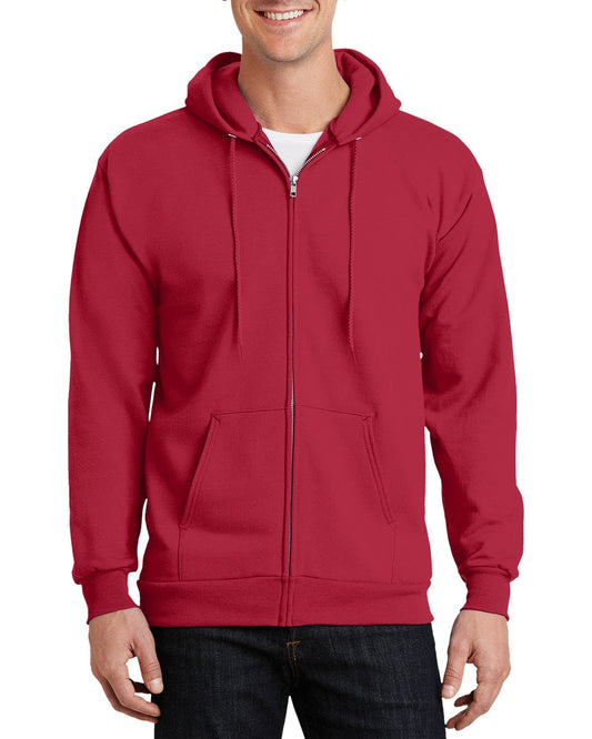 JustBlanks Mens Long Sleeve Hooded Sweatshirt Heavyweight Full-Zip Fleece Hoodie Sweatshirt for Men - Red - LT