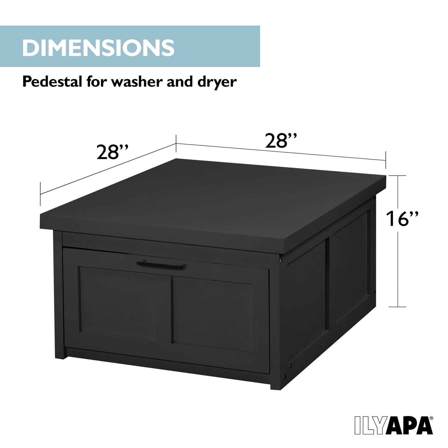 Ilyapa Washer and Dryer Stand - 28x28x16 in. Universal Laundry Pedestal, with Drawer - Washing Machine Base Compatible with Samsung, LG, GE, Maytag