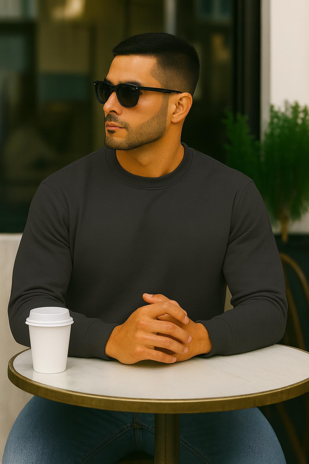 JustBlanks Fleece Sweatshirt for Men Tall Men’s Sweatshirt Crewneck Sweatshirt Relaxed-Fit Pullover Sweatshirt - Charcoal - 3XLT