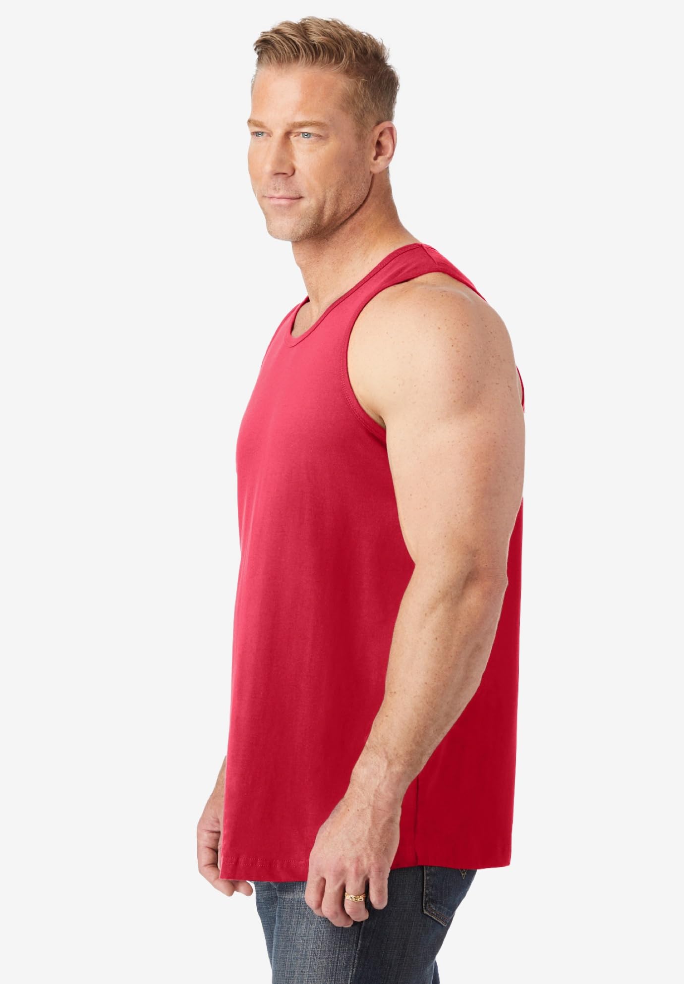 KingSize Men's Big & Tall Shrink-Less Lightweight Longer-Length Tank - 7XL, Red