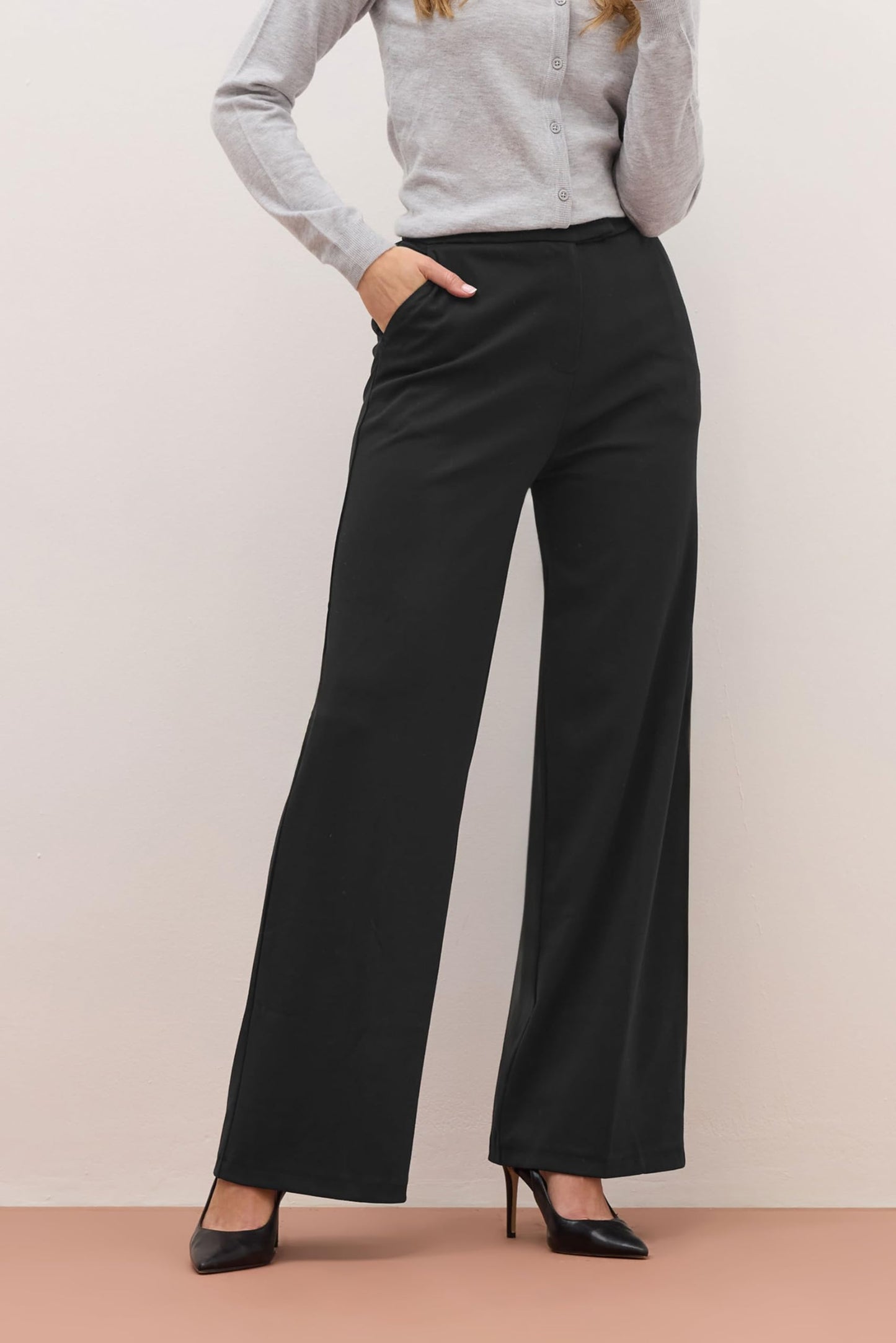Long Tall Sally LTS Premium Tall Tailored Wide Leg Pants Black 6