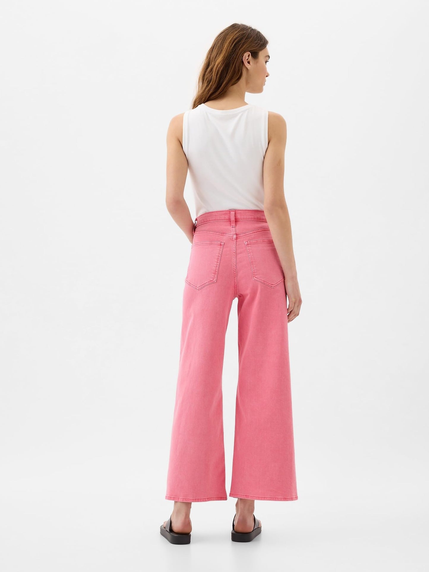 GAP Womens High Rise Wide Leg Jeans Candy Coral 31