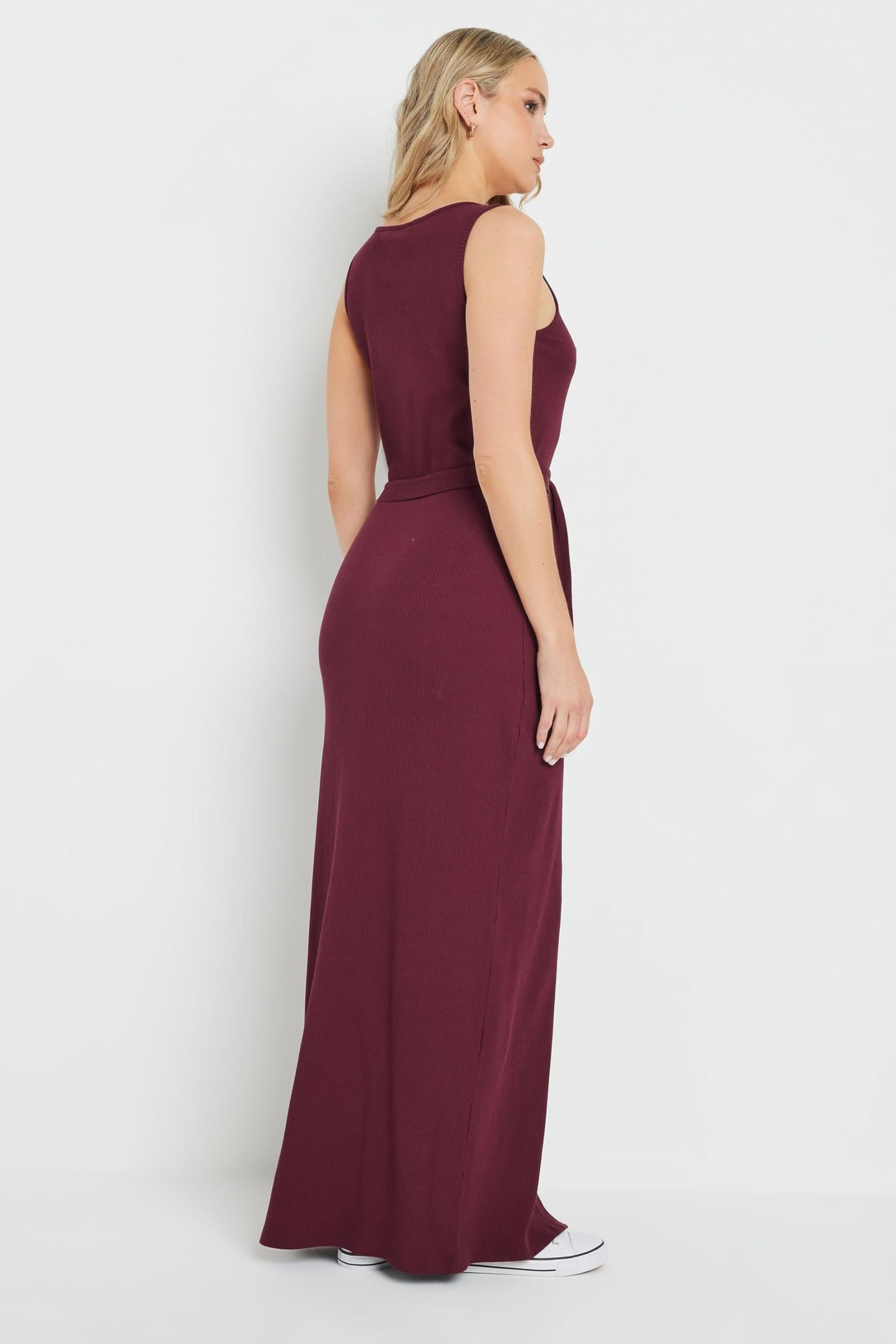 Long Tall Sally LTS Tall Women's Ribbed Button Through Maxi Dress Burgundy 12