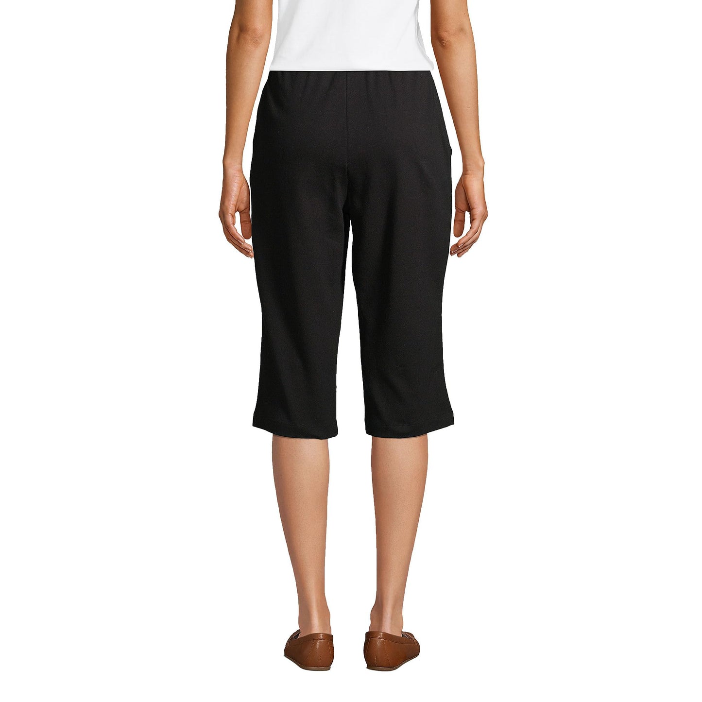 Lands' End Women s Sport Knit Capri Pants Black Tall X-Large