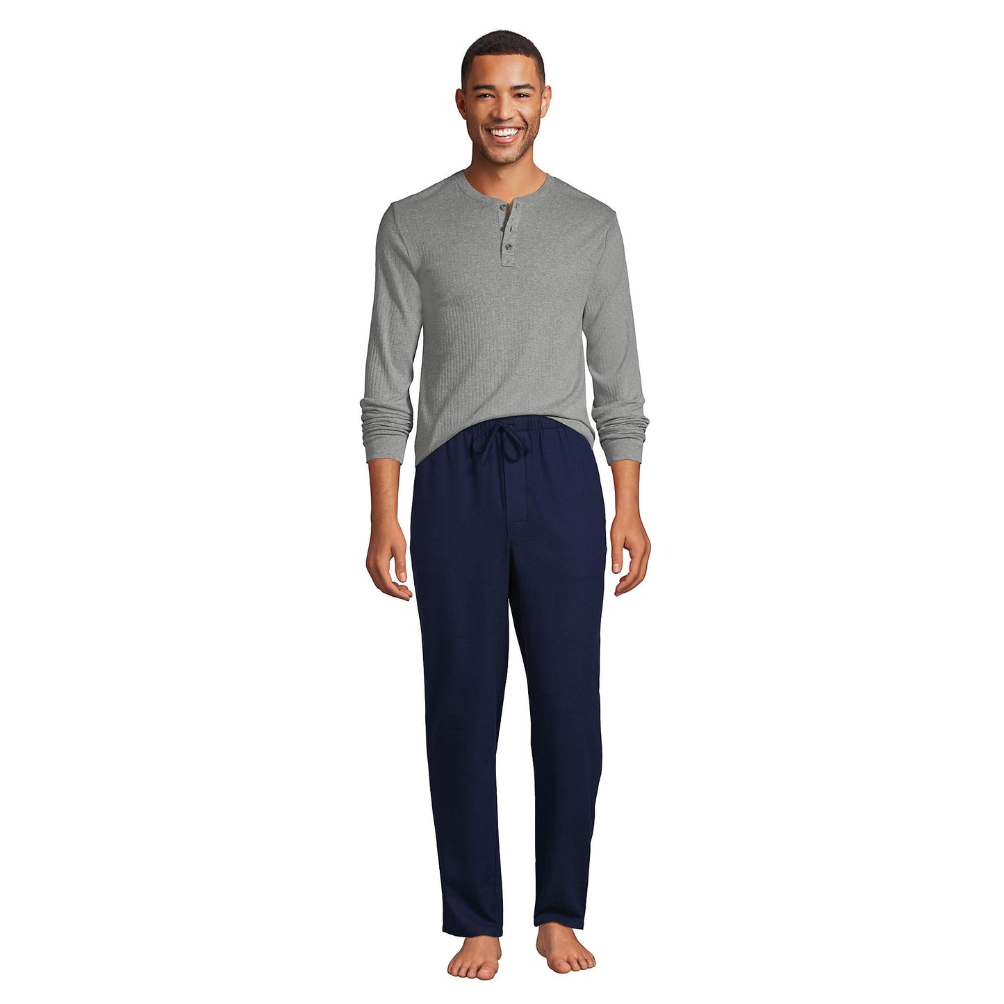 Lands' End Mens Flannel Pajama Pants Deep Sea Navy Tall X-Large