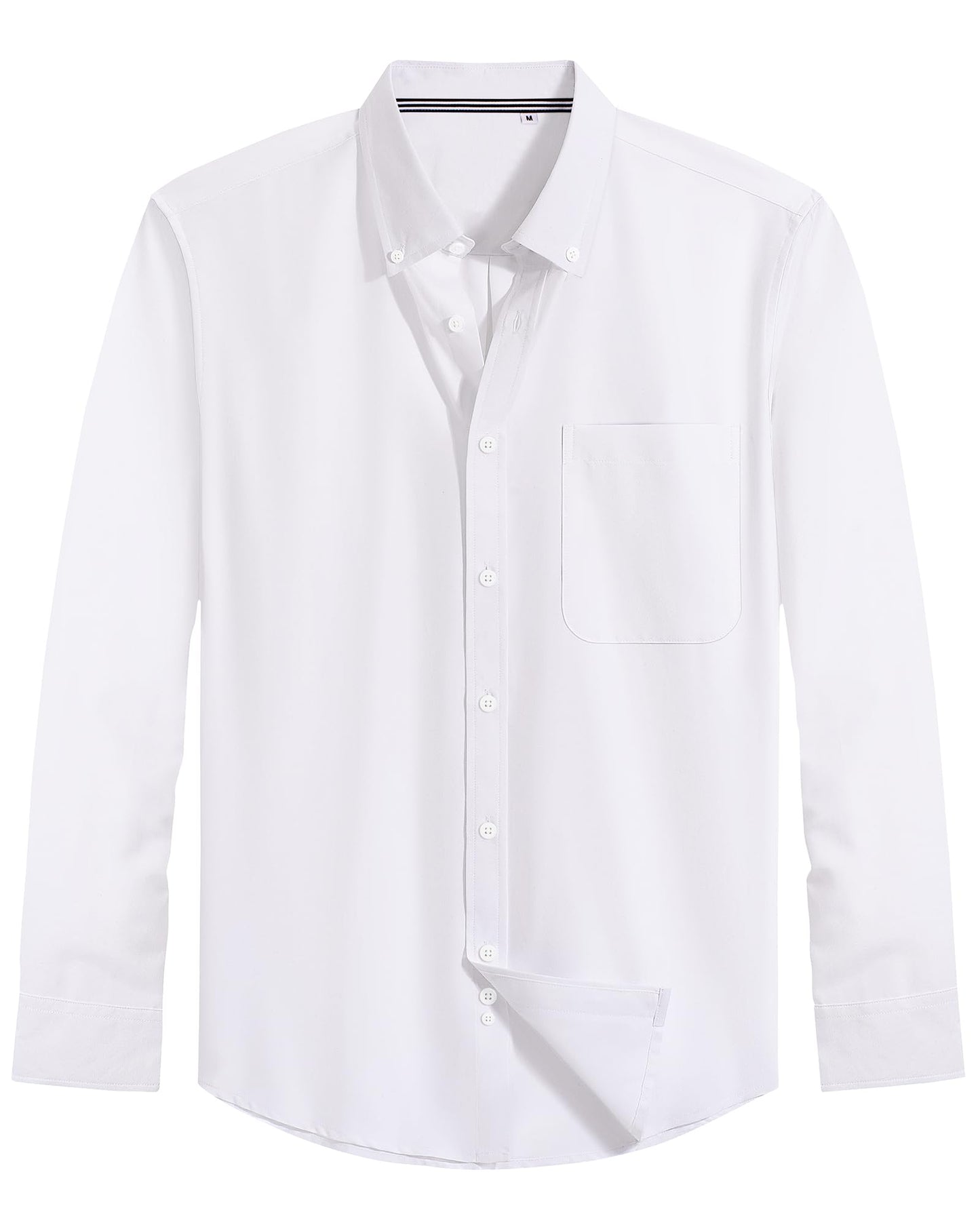J.VER Men's Pinpoint Oxford Dress Shirts Long Sleeve Button Down Collar Shirt with Pocket A-White XL-Tall