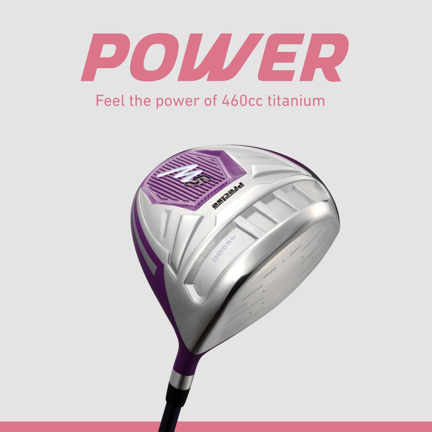 Precise M5 Womenβs Golf Clubs Set β Complete Right-Handed Set with Titanium Driver, S.S. Fairway & Hybrid, 5-PW Irons, Putter, Stand Bag & Headcovers β Graphite Shafts β Purple β Petite/Standard/Tall