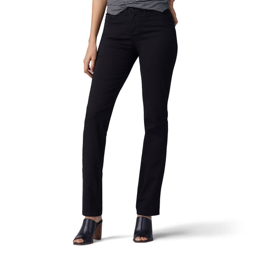 Lee Women's Ultra Lux Comfort with Flex Motion Straight Leg Jean Black 8 Long
