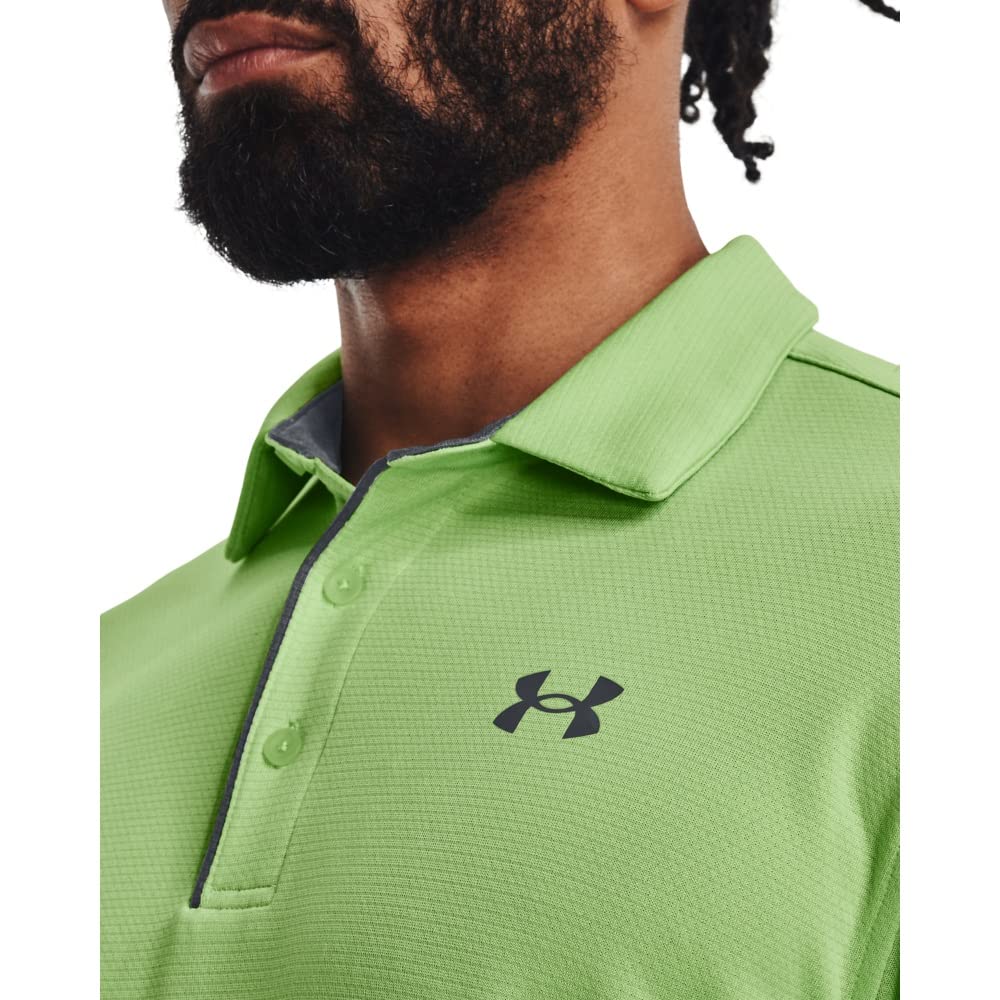 Under Armour Men's Tech Golf Polo, (334) Key Lime/Pitch Gray/Pitch Gray, Small Tall
