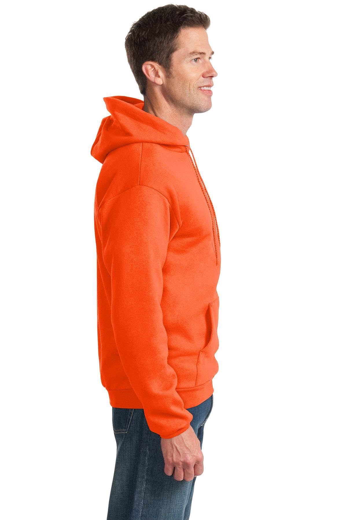 Port & Co TALL Essential Fleece Pullover Hooded Sweatshirt-PC90HT-4XLT-Safety Orange