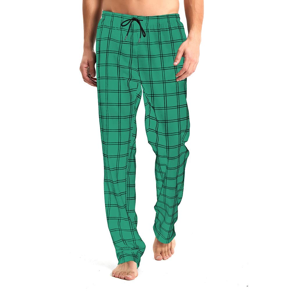 Idtswch Mens Tall Pajama Pants 36" Inseam Plaid Lounge Pants Sleepwear Pajama Bottoms 100% Cotton