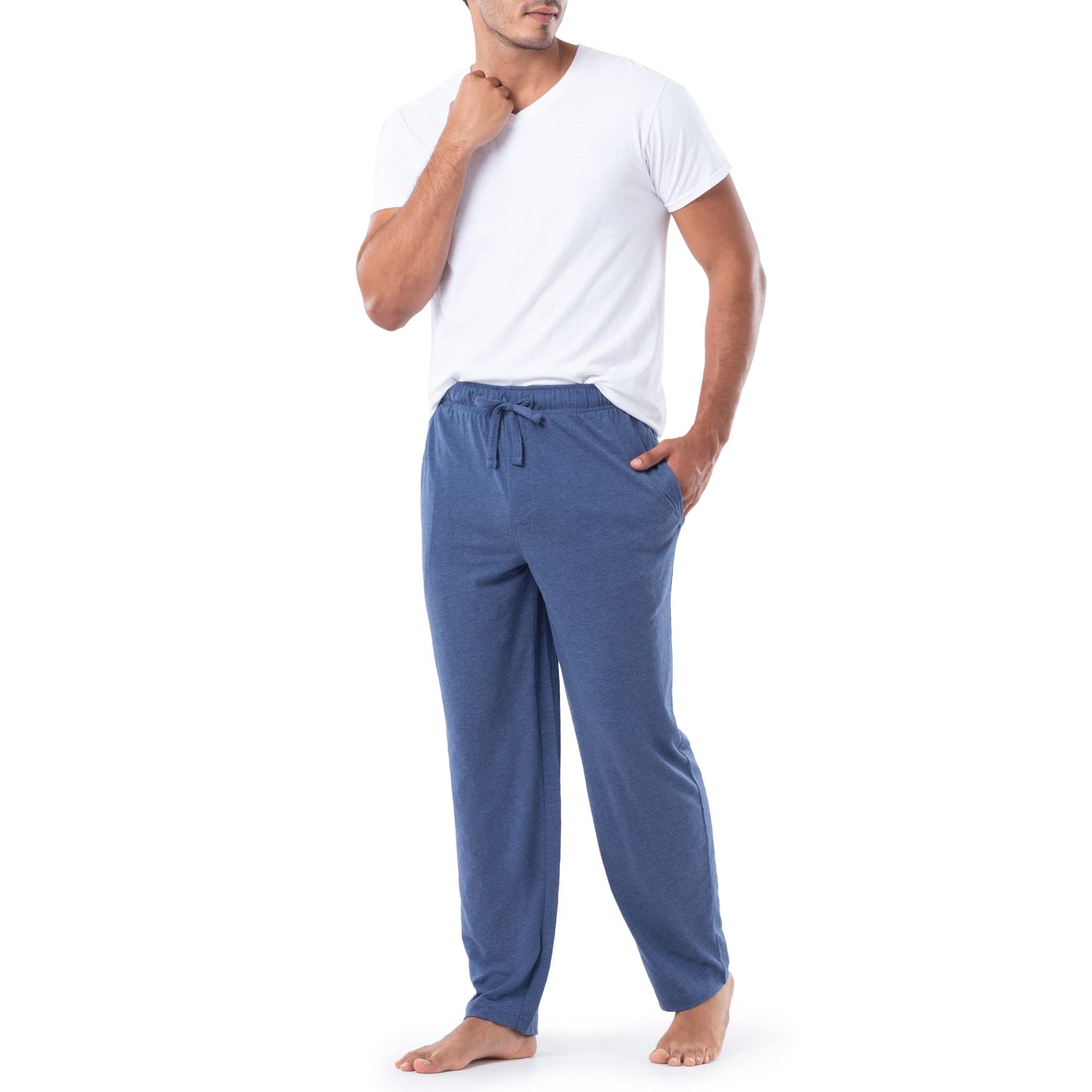 Fruit of the Loom Men's 1-Pack Extended Sizes Jersey Knit Sleep Pant (1 & 2 Packs), Navy Heather, Large Tall