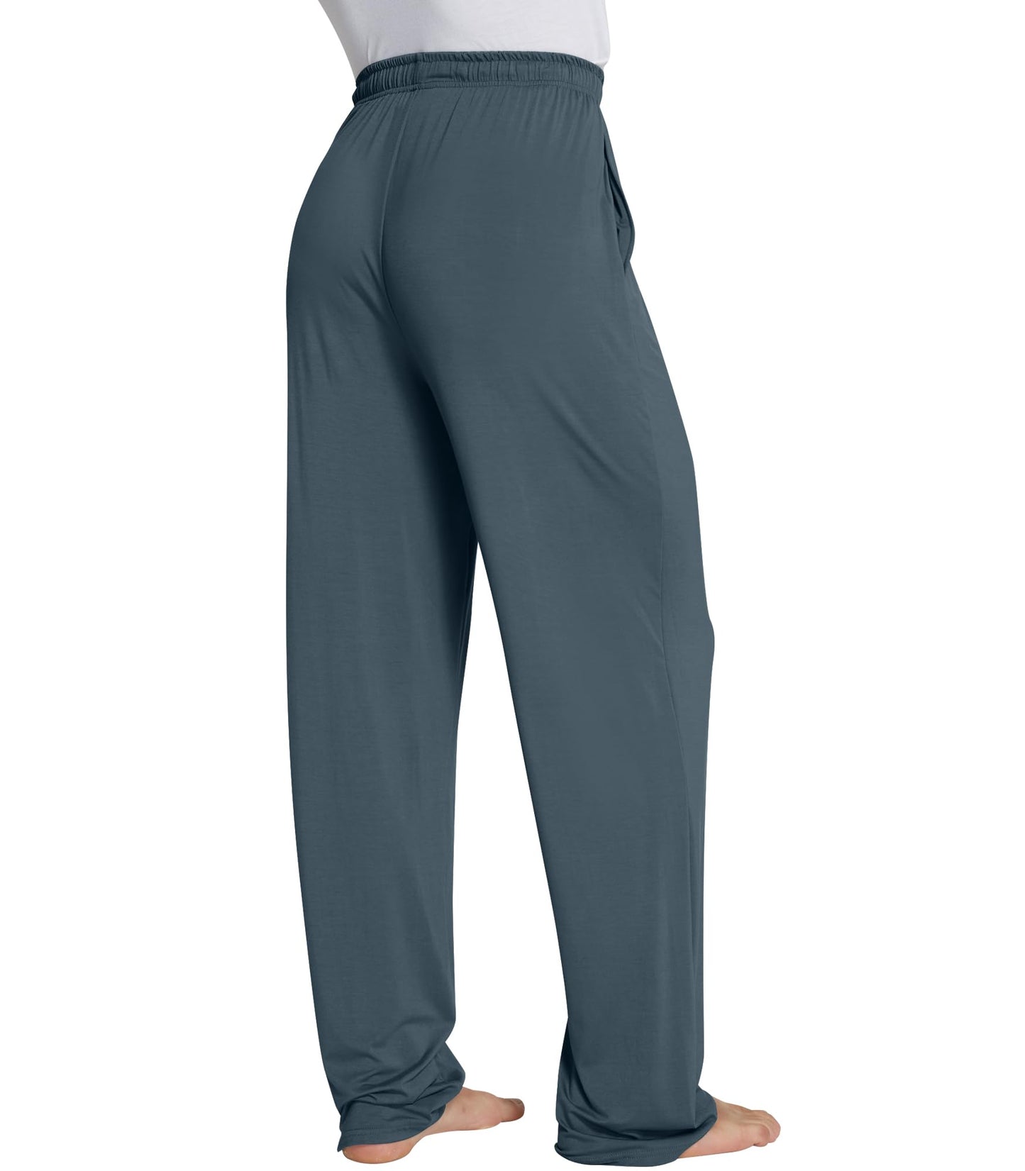 WiWi Bamboo Viscose Pajama Pants for Men Tall Sleep Bottoms Big Warm Long Pj Lightweight Lounge Sweatpants S-XXL, Grayish Blue, Medium