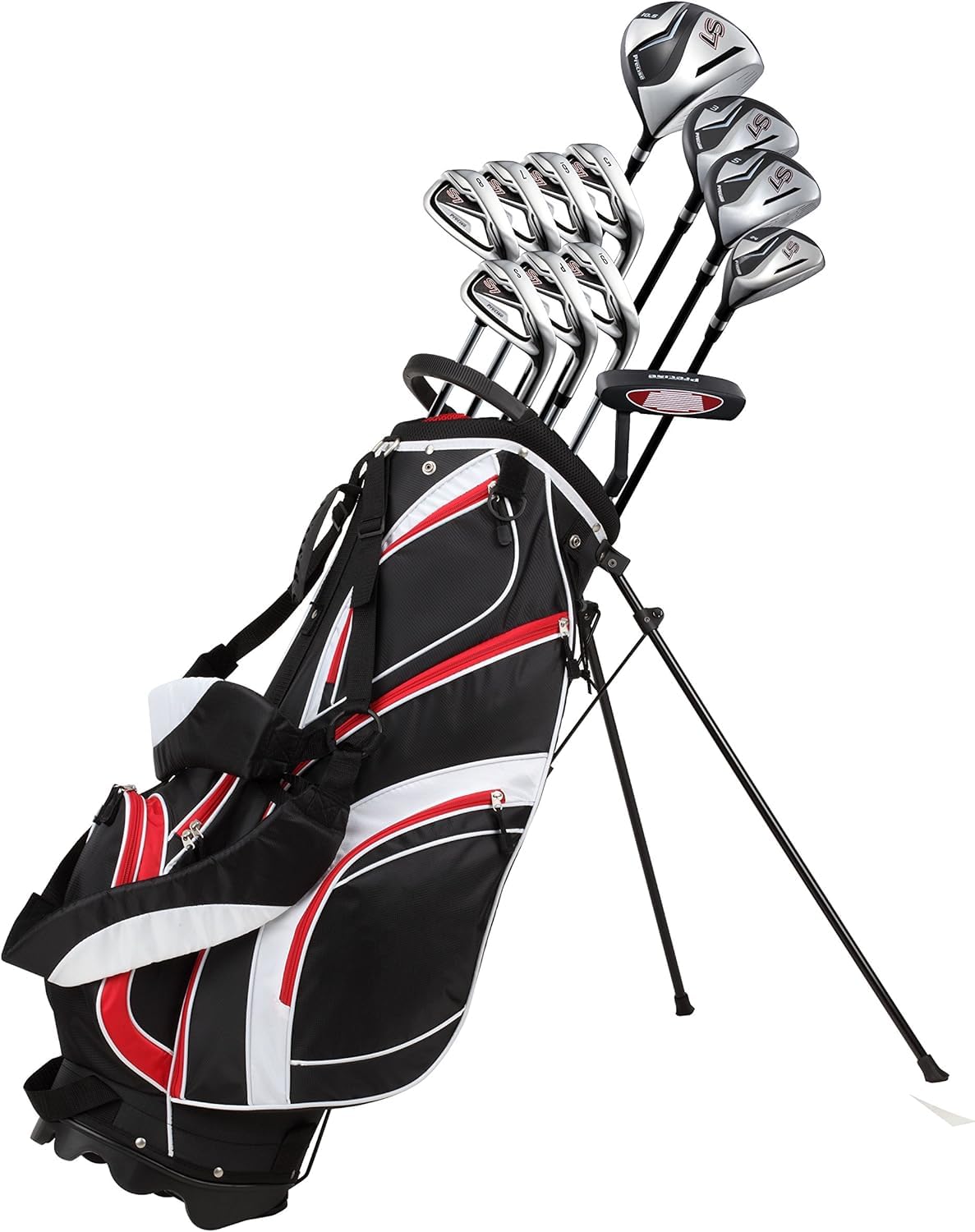 Precise S7 Men's Complete Right Handed Golf Club Set | Complete Regular & Tall Mens Golf Clubs Set | with 4 HC's, Lightweight Shafts & Spacious Stand Bag w/Storage Pockets & Dual Straps for Carrying