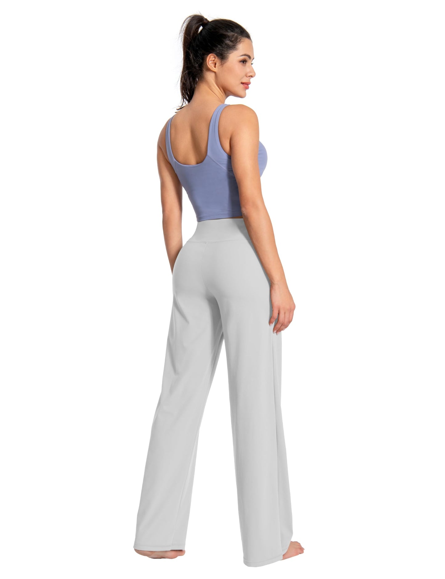 BUBBLELIME 29"/31"/33"/35"/37" Women's Wide Legs Yoga Pants Loose Lounge Sweatpants - Wide Legs_LightGray M_35" Inseam