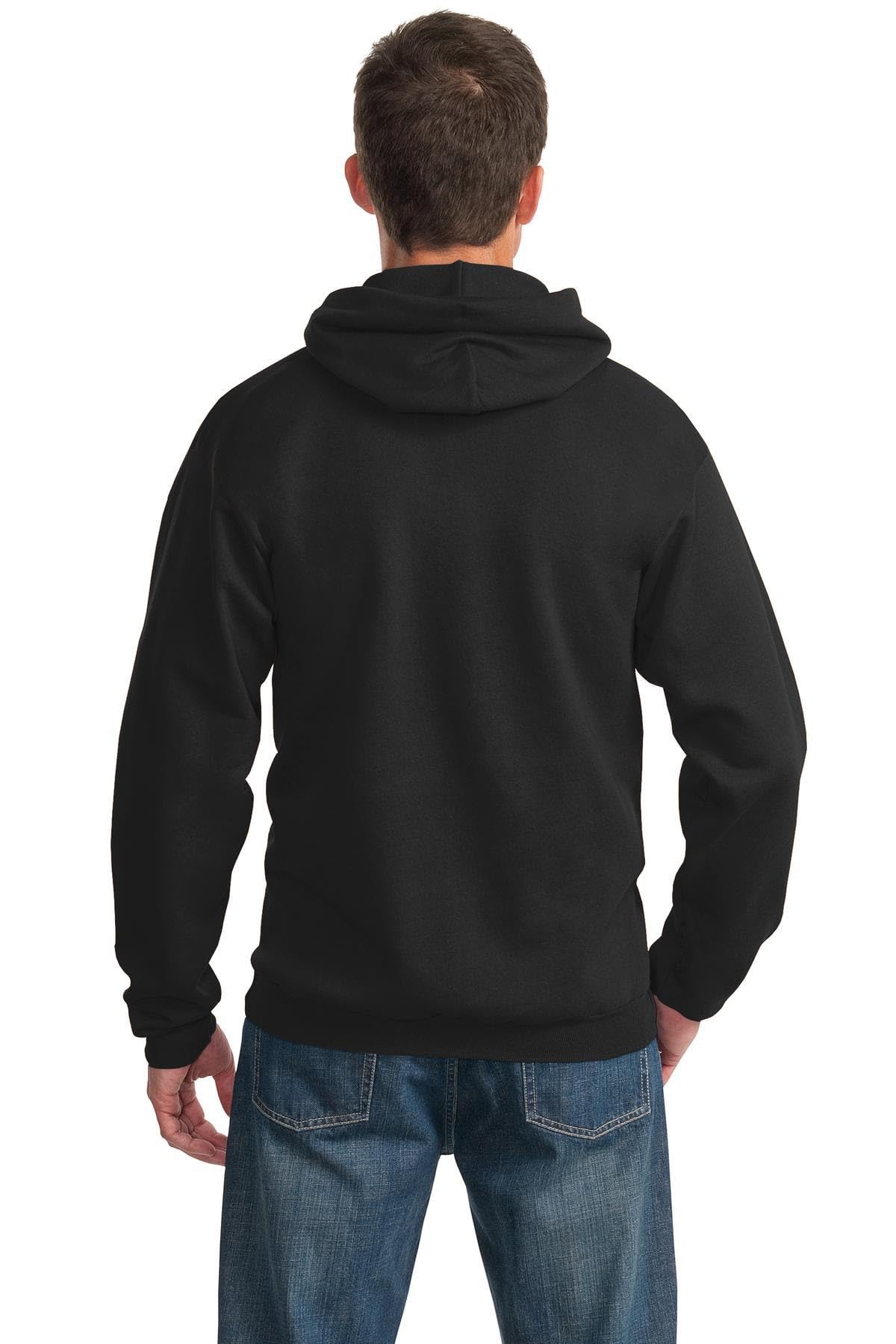 Port & Co TALL Essential Fleece Pullover Hooded Sweatshirt-PC90HT-4XLT-Jet Black