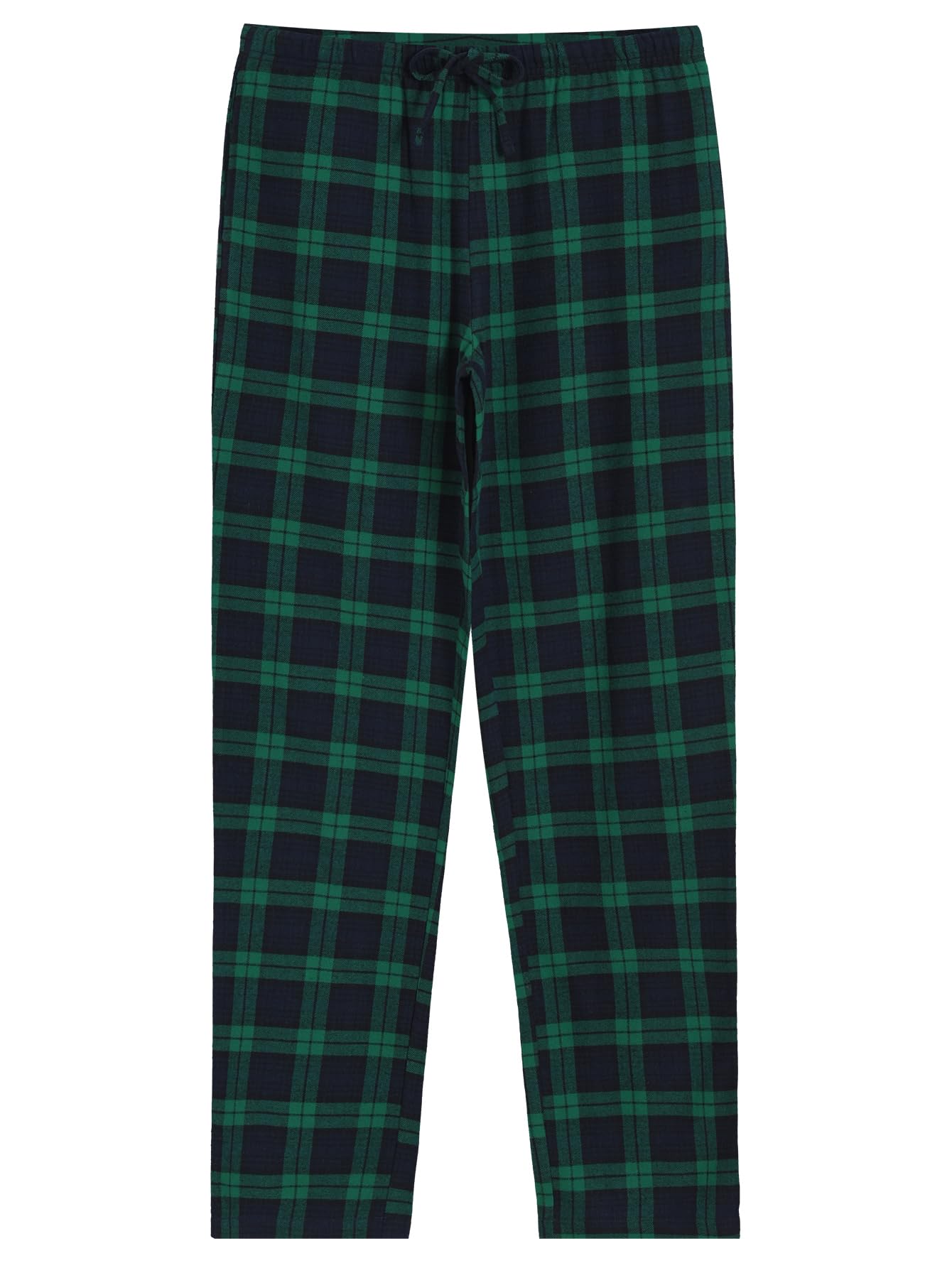 Latuza Women's Tall Flannel Pajama Set Extra Long Button Up Top Pants Pj Set XL Navy Green