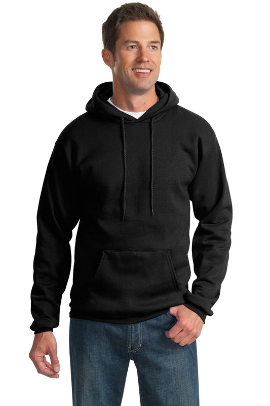 Port & Co TALL Essential Fleece Pullover Hooded Sweatshirt-PC90HT-4XLT-Jet Black