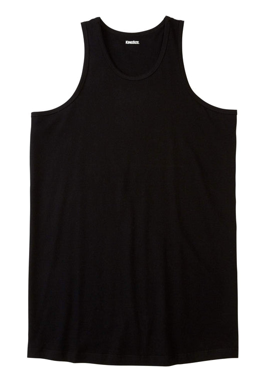 KingSize Men's Big & Tall Shrink-Less Lightweight Longer-Length Tank - 5XL, Black