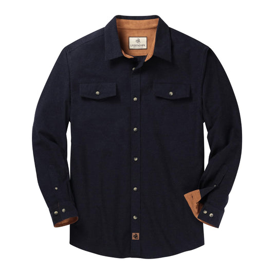 Legendary Whitetails Mens Flannel Shirt Long Sleeve Button Down Relaxed Fit, Navy Heather, LT