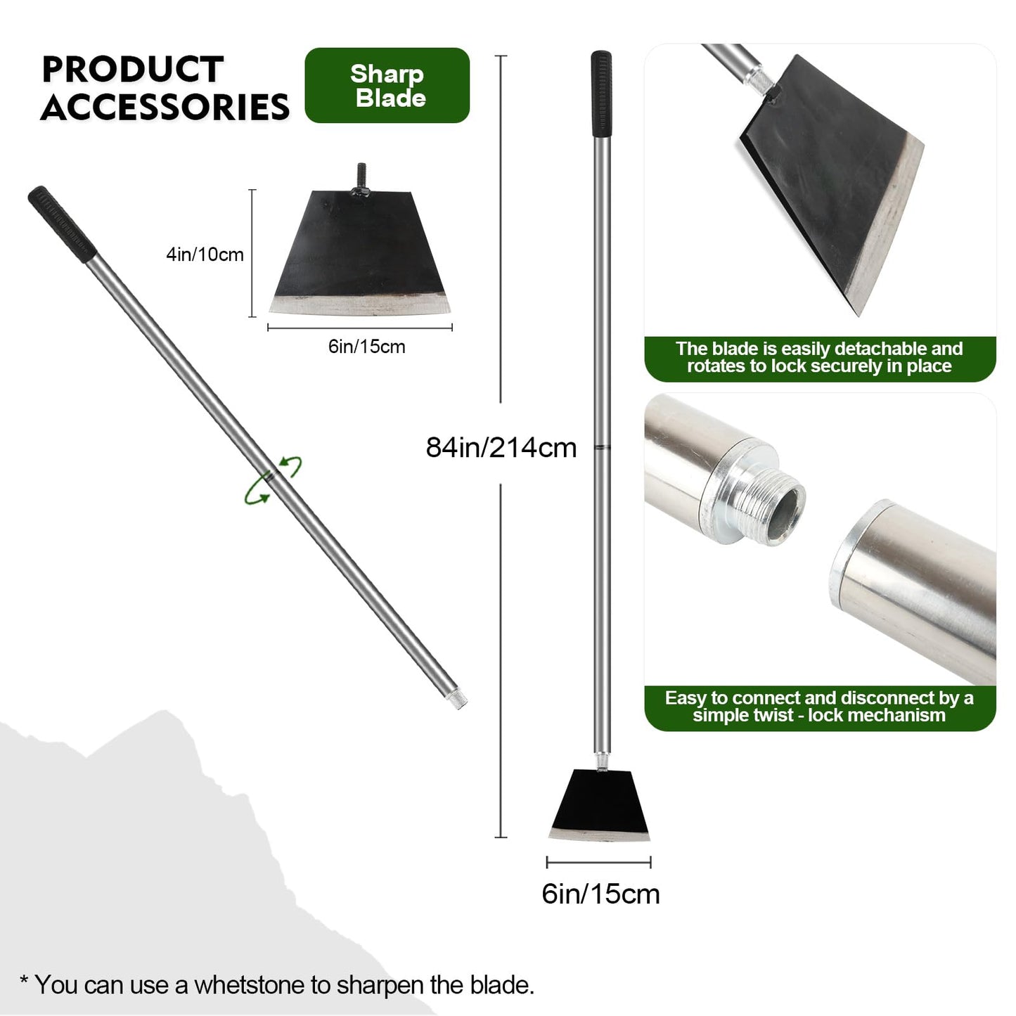 Smarkey 84" Garden Shovel Cleaning Floor Scraper, Weed Removal Tool, Long Handle with Heavy Duty Sharp Blade for Ice Roof Back Yard Sidewalk Grass Walls Glass Tile Painting Stripping Tools