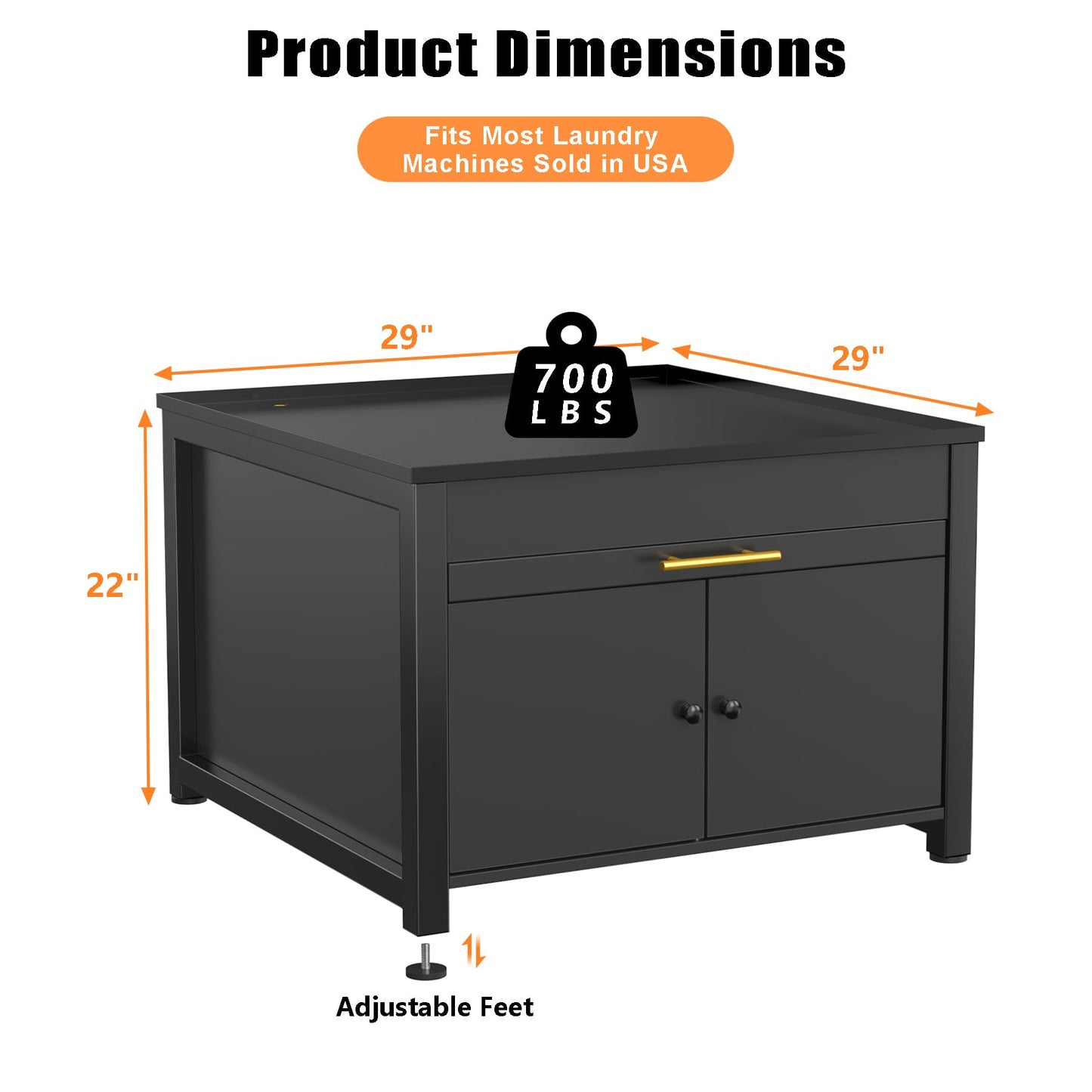 GDLF Laundry Pedestal Heavy Duty Metal Washer Dryer Pedestal 29" Universal Fit Anti-Vibration Washing Machine Stand with Laundry Basket Shelf and Built-in Drain Pan + Hose,770 LBS Capacity