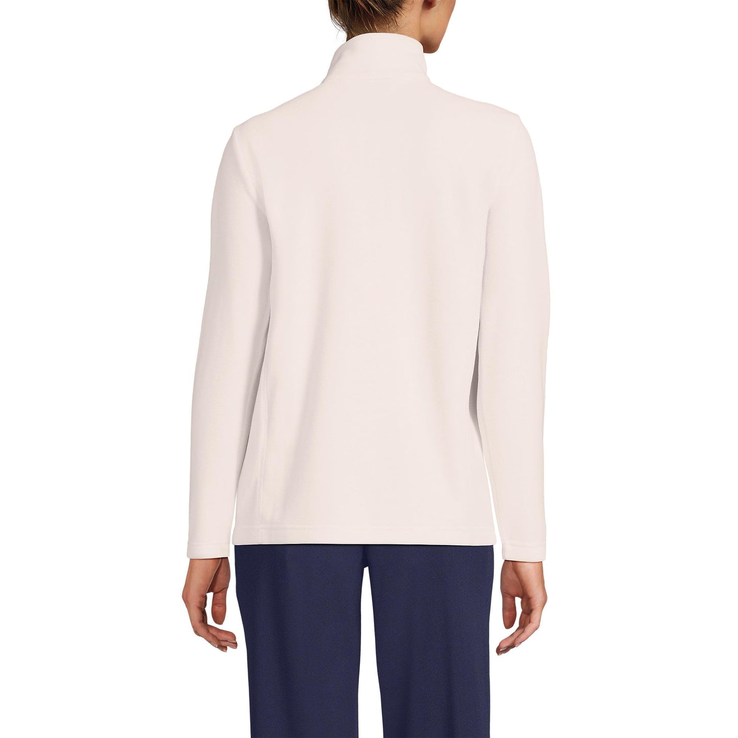 Lands' End Womens Full Zip Fleece Jacket Ivory Latte Tall Medium