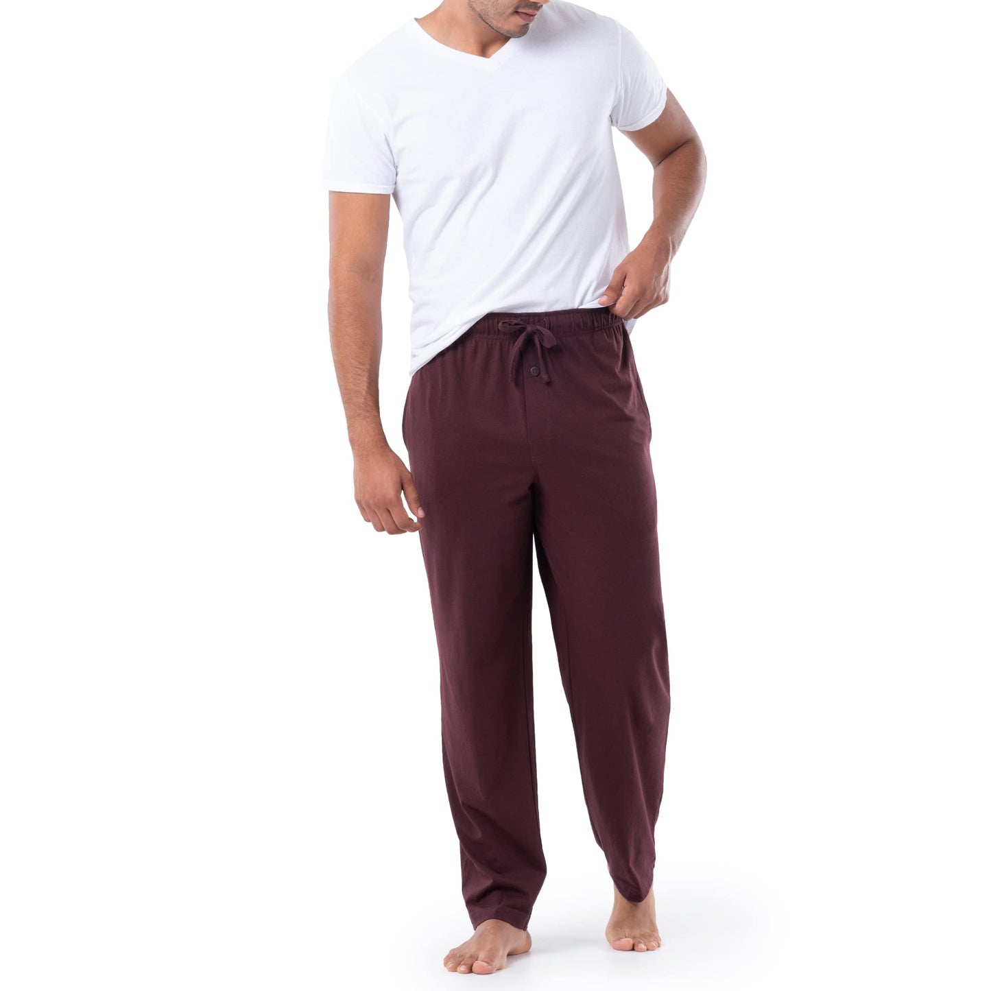 Fruit of the Loom Men's 1-Pack Extended Sizes Jersey Knit Sleep Pant (1 & 2 Packs), Dark Red, X-Large Tall
