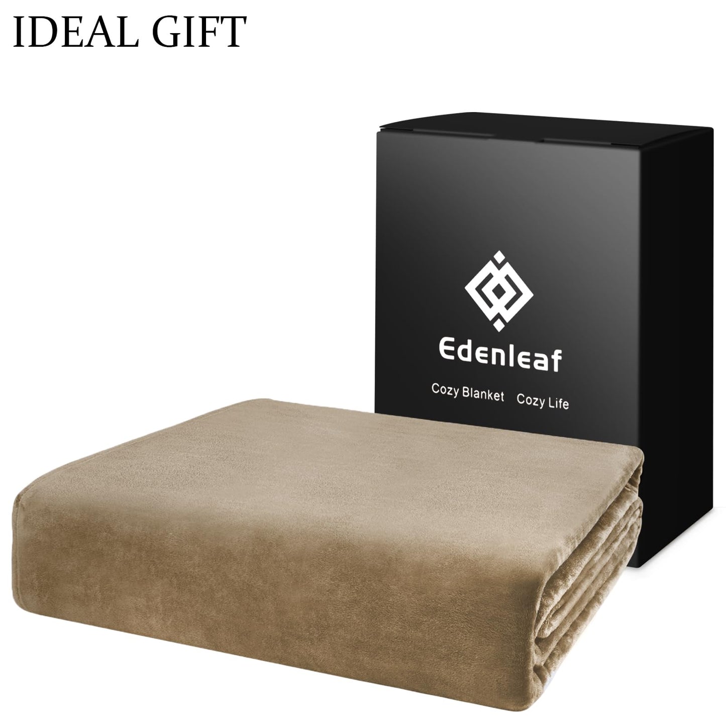 Edenleaf Big Oversized Soft Blanket, Giant Fleece Companion 120x120, California King Warm Blanket for Whole Family, Bed, Sofa, Couch, Travel, Camping 120x120 Brown