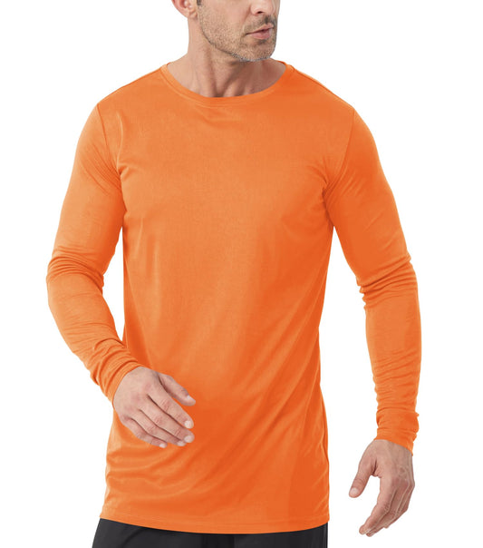 Men's Tall Rash Guard Long Sleeve T Shirts - UPF 50+ Sun Protection Tee Shirt for Fishing, Swim, Hiking Orange