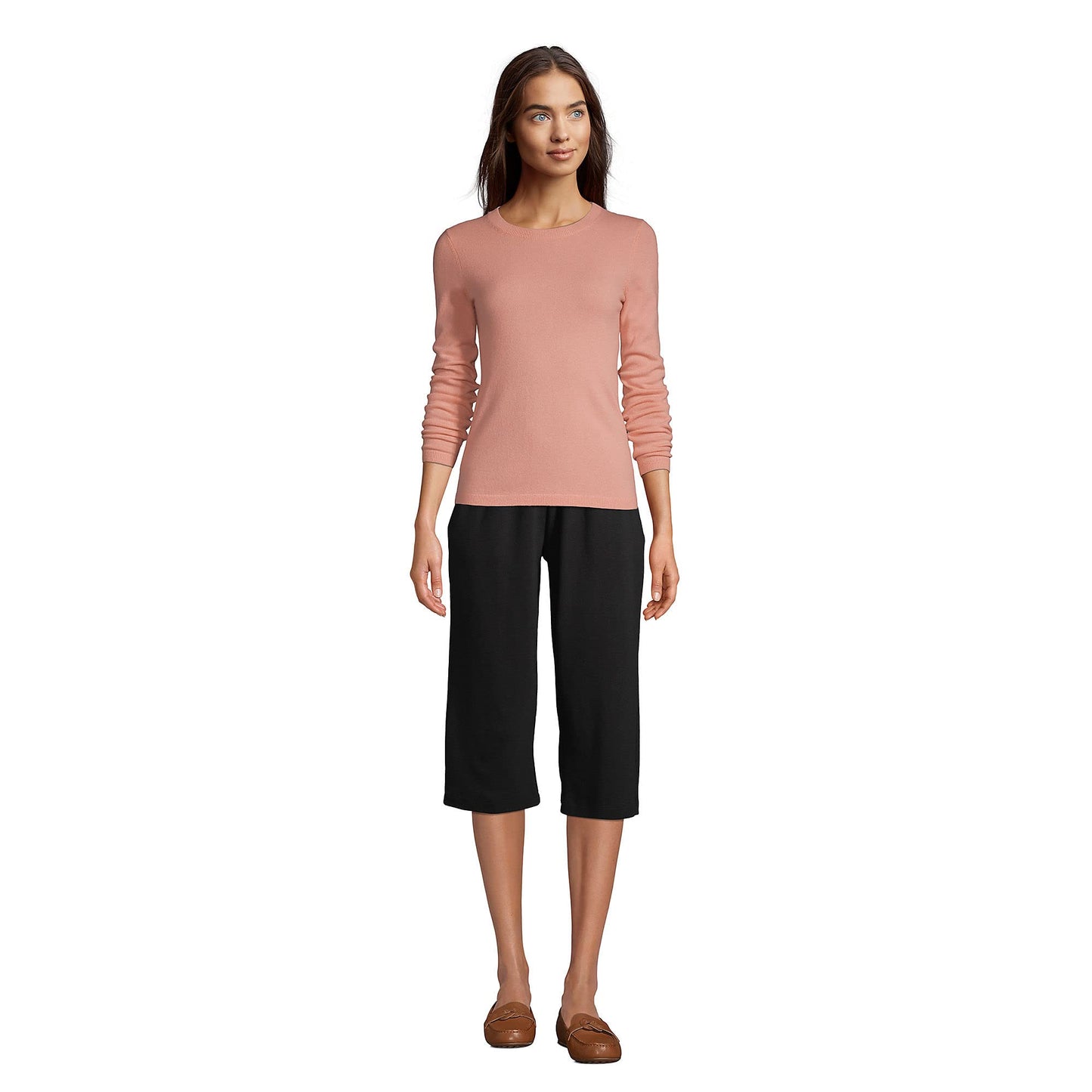 Lands' End Women s Sport Knit Capri Pants Black Tall Medium