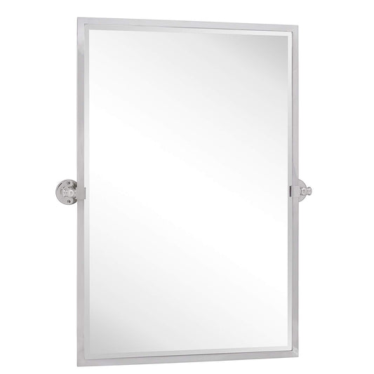 TEHOME Chrome Pivot Mirror Tilt Bathroom Mirror in Polished Nickel Tilting Beveled Vanity Mirrors in Chrome, 28.5x36''