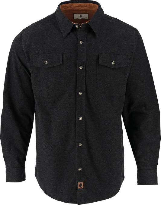 Legendary Whitetails Men's Big & Tall Flannel Shirt Long Sleeve Button Down Relaxed Fit, Black Heather