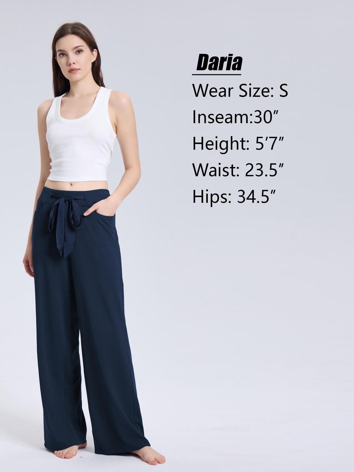 SEVEGO Tall Womens 30"/32"/34" Casual Loose Wide Leg Pants High Waisted Yoga Pants Comfy Palazzo Workout Lounge Trousers,32",Blue, L