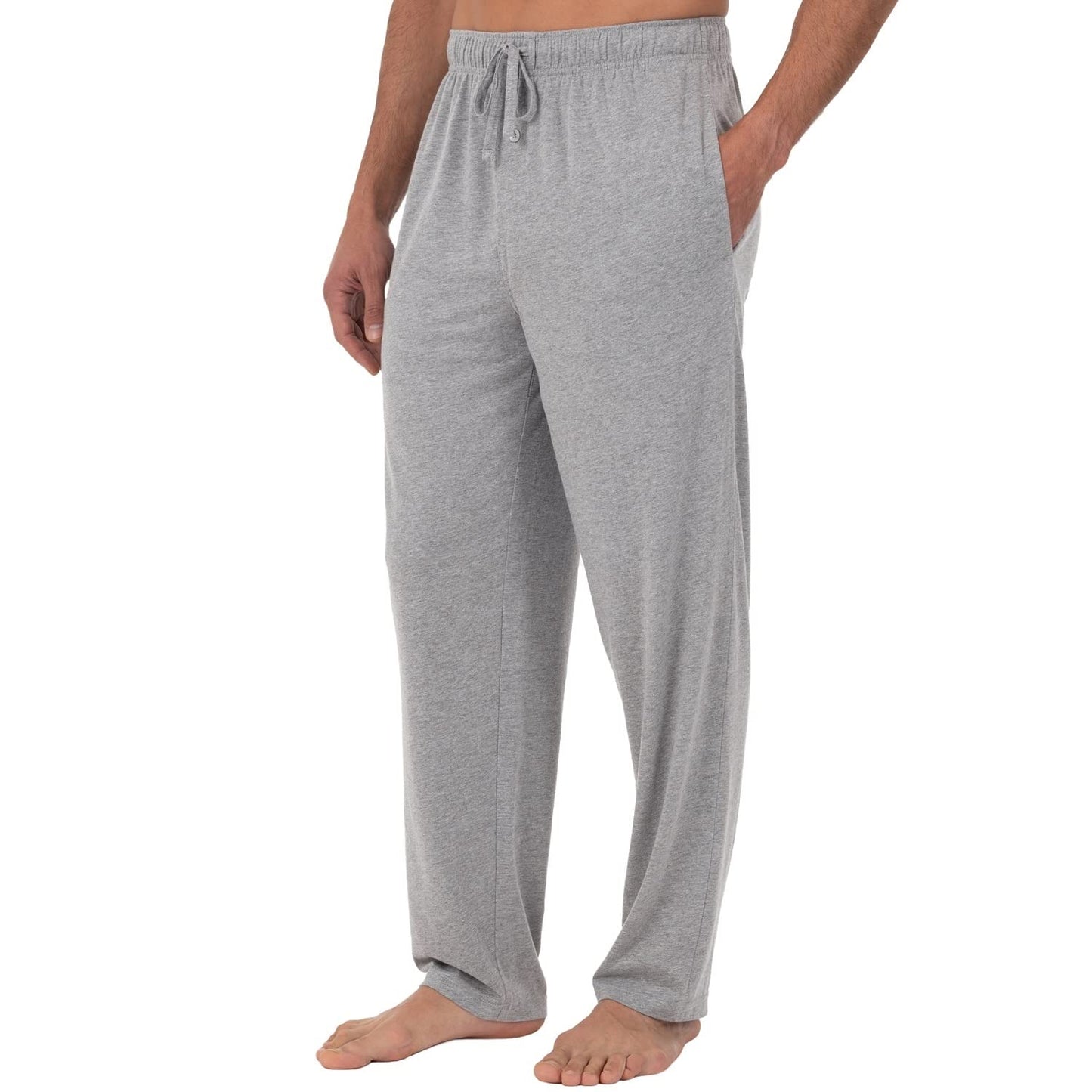 Fruit of the Loom Men's Extended Sizes Jersey Knit Sleep Pant (1-Pack), Light Grey Heather, X-Large Tall