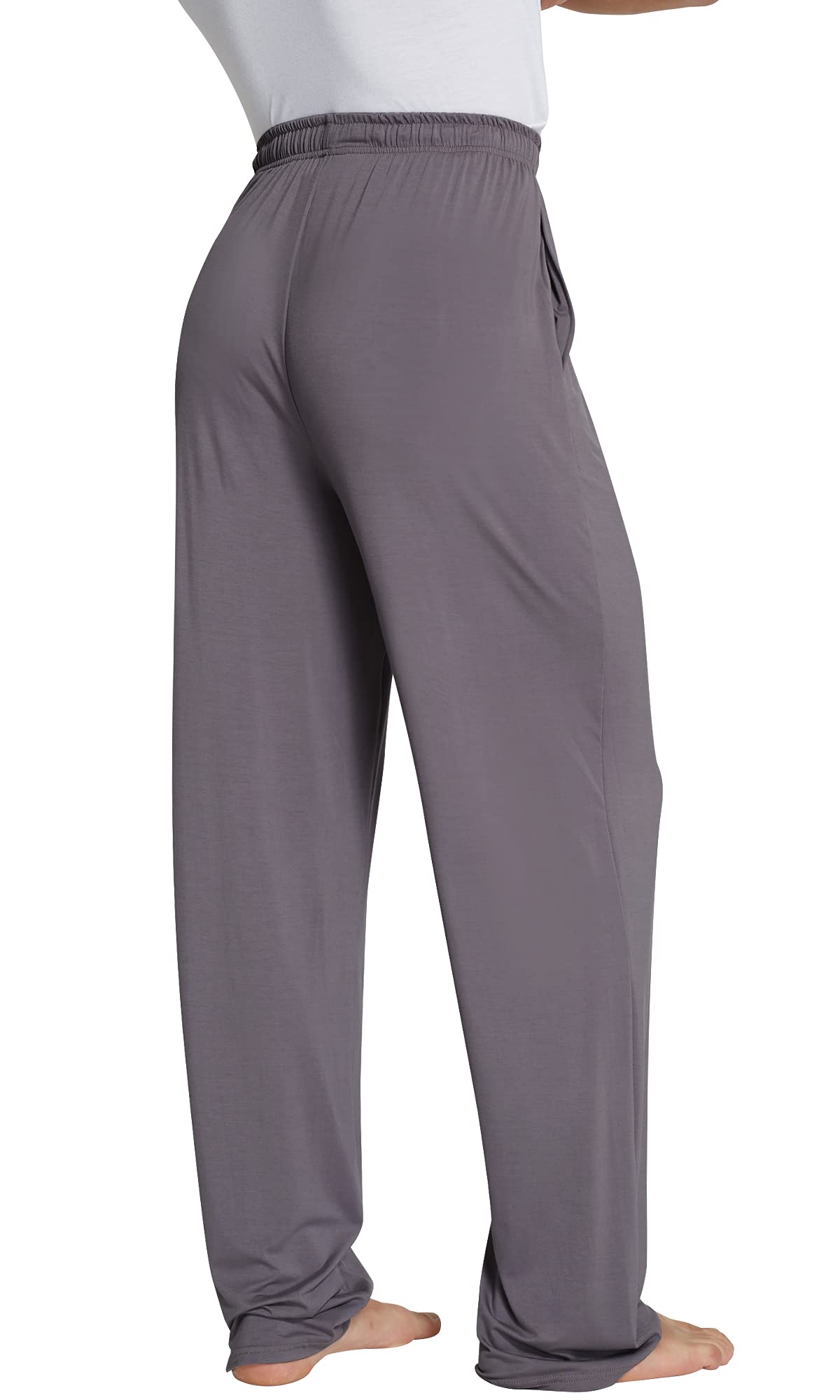 WiWi Bamboo Viscose Pajama Pants for Men Tall Sleep Bottoms Big Warm Long Pj Lightweight Lounge Sweatpants S-XXL, Purplish Grey, Medium