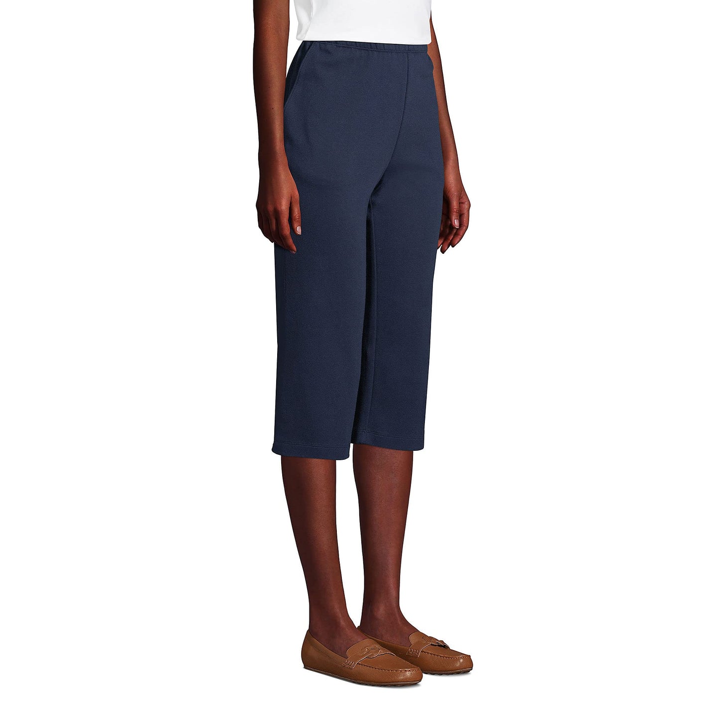 Lands' End Women s Sport Knit Capri Pants Radiant Navy Tall X-Large