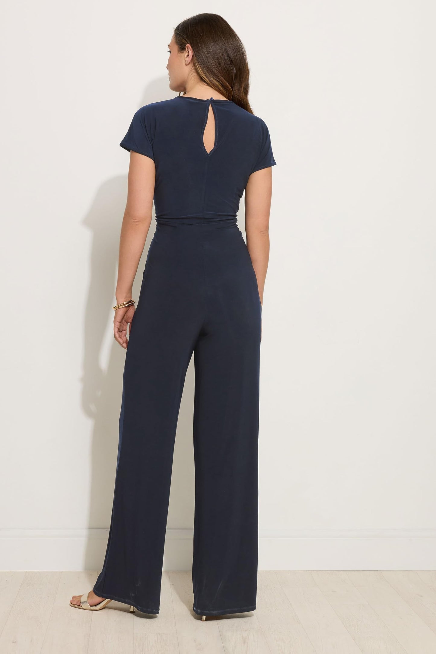 Long Tall Sally Lts Tall Twist Front Wide Leg Jumpsuit Navy 12
