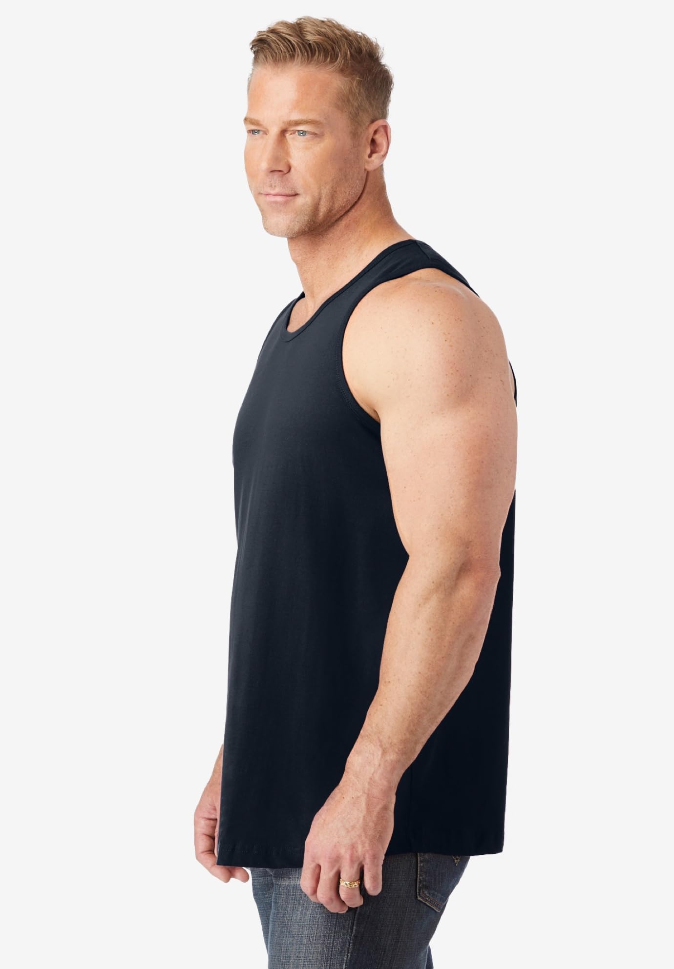 KingSize Men's Big & Tall Shrink-Less Lightweight Longer-Length Tank - 6XL, Black