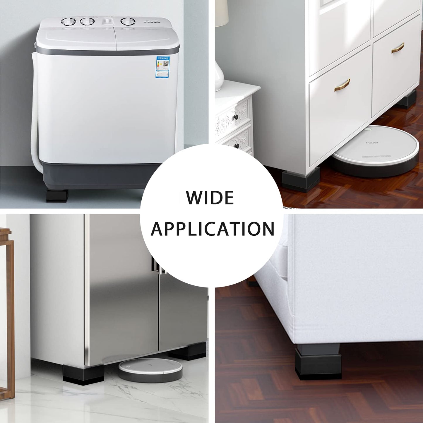 Yunnix Bed Risers 3 inch Heavy Duty Furniture Risers Adjustable Desk Risers for Desk Sofa Table Legs Risers up to 10000 lbs - (4 Piece Set, Black)