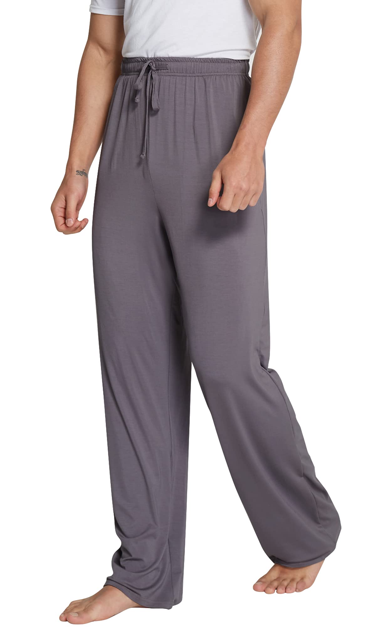 WiWi Bamboo Viscose Pajama Pants for Men Tall Sleep Bottoms Big Warm Long Pj Lightweight Lounge Sweatpants S-XXL, Purplish Grey, Medium