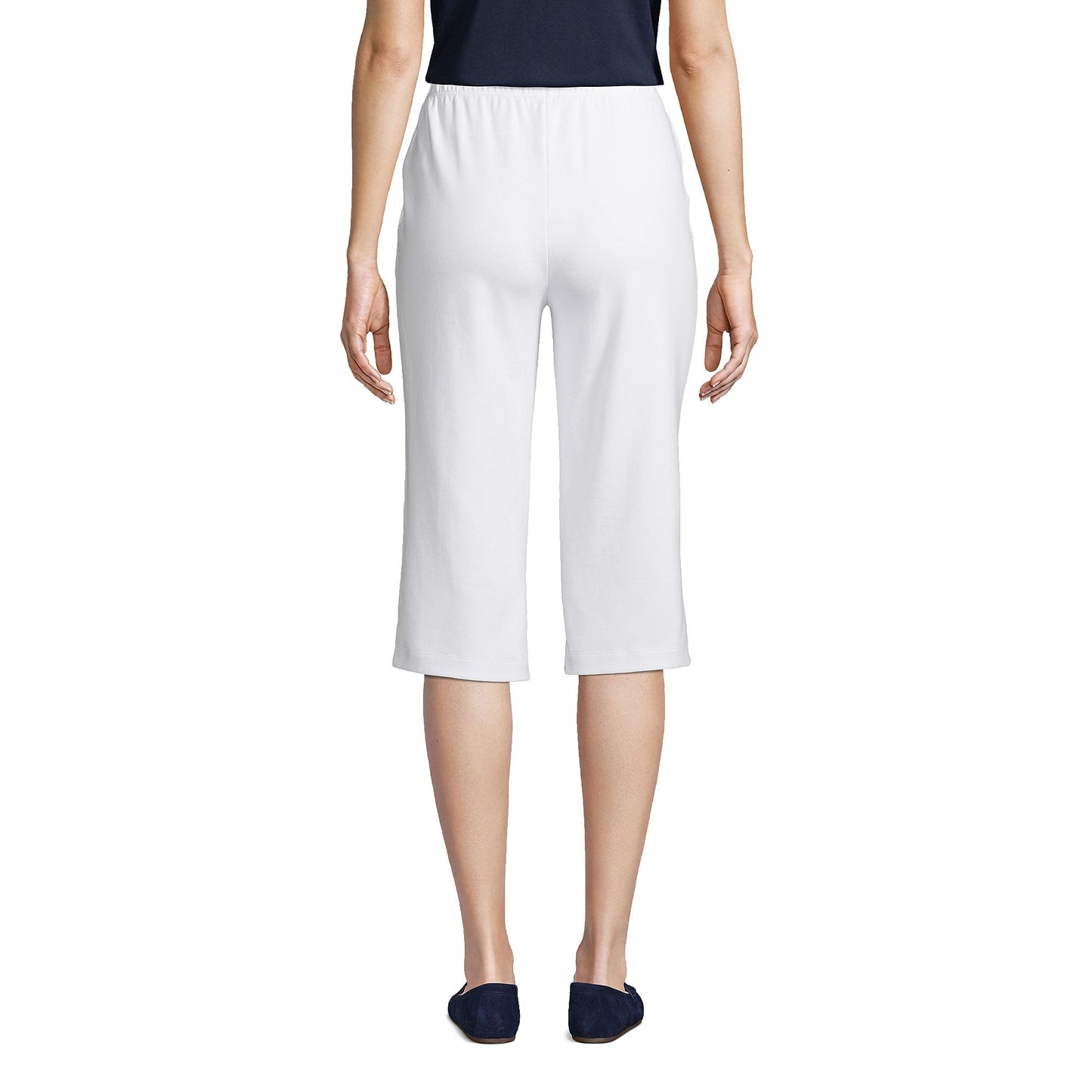 Lands' End Women s Sport Knit Capri Pants White Tall Large